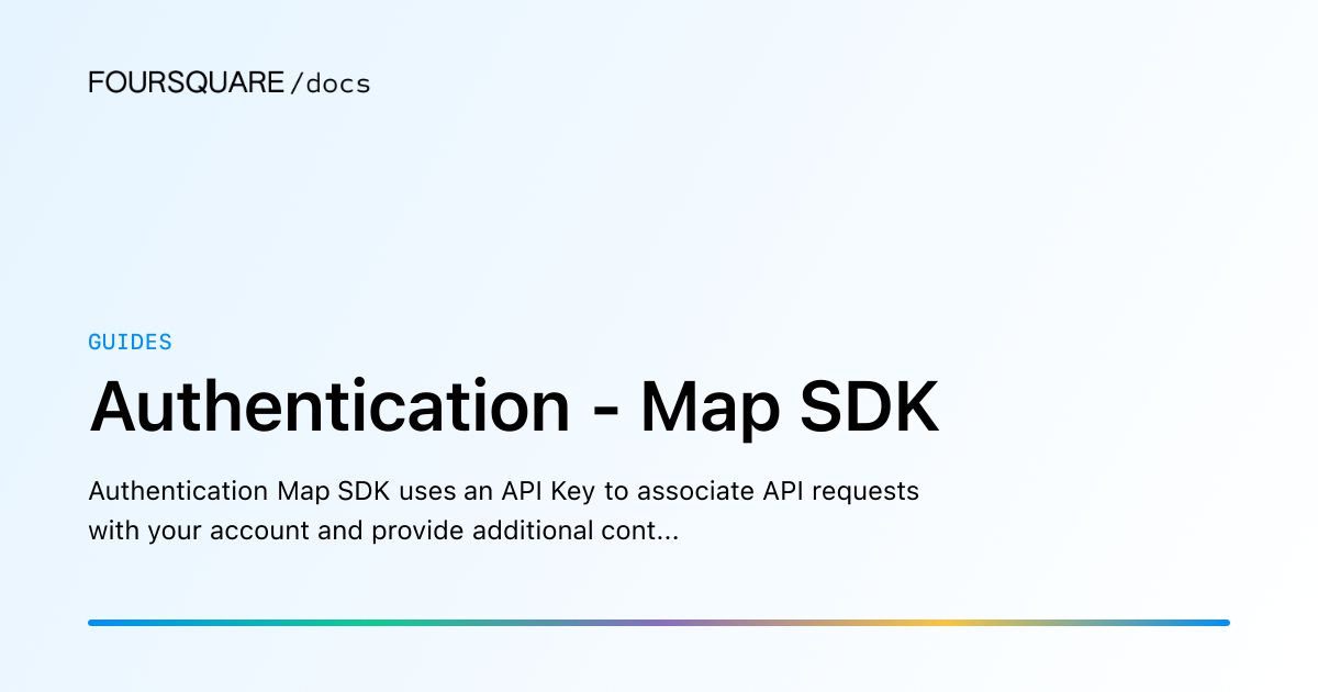 Authentication Map Authentication - Map SDK