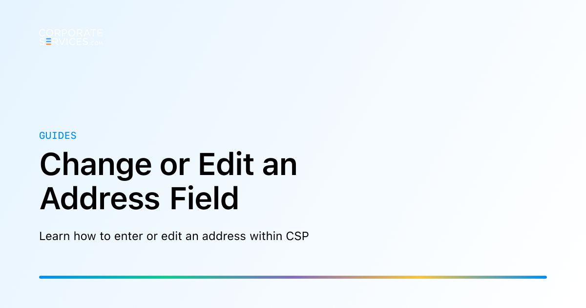 Server Address Field Change or Edit an Address Field