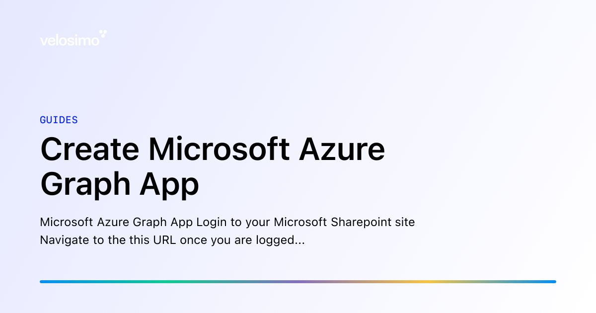 Create Microsoft Azure Graph App