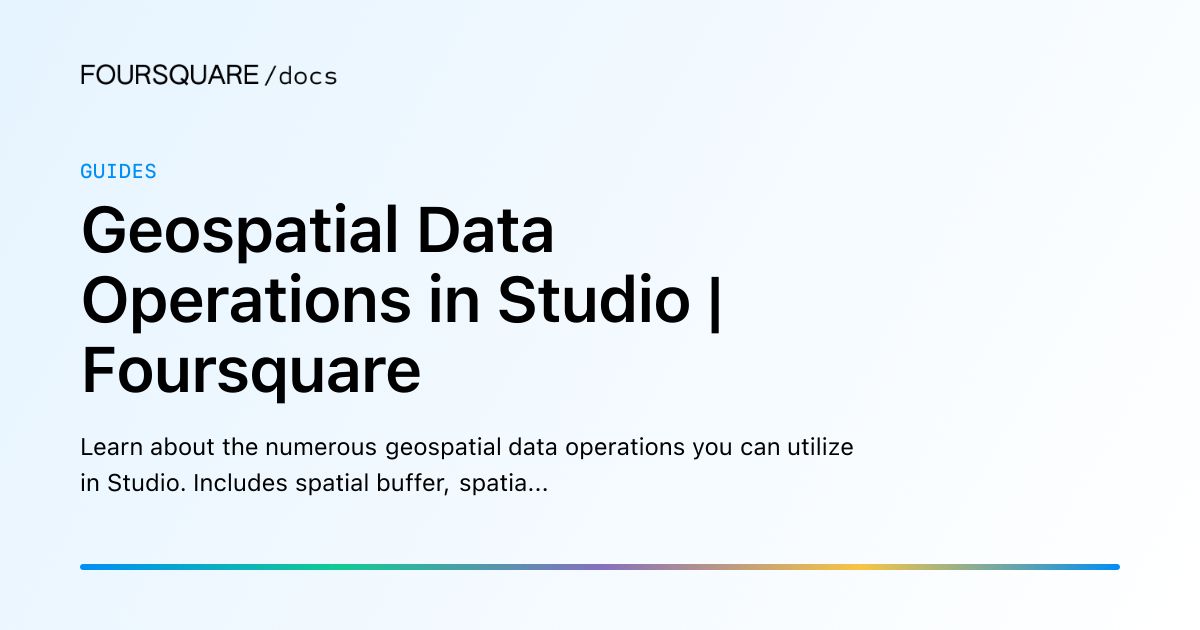 Geospatial Data Operations