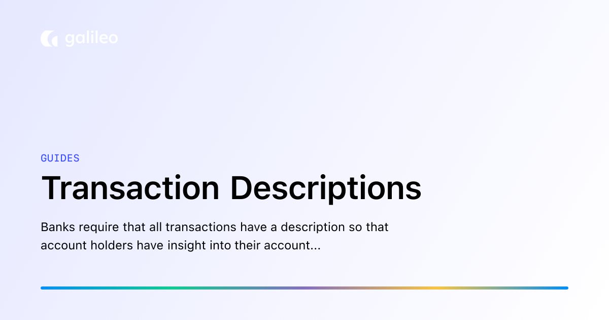 Transaction Descriptions